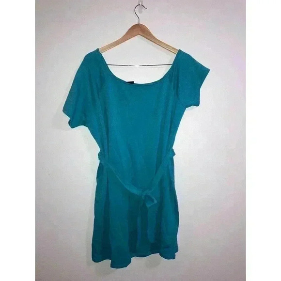 TORRID Off-Shoulder Teal French Terry T-Shirt Dress FLAWED - Picture 3 of 10